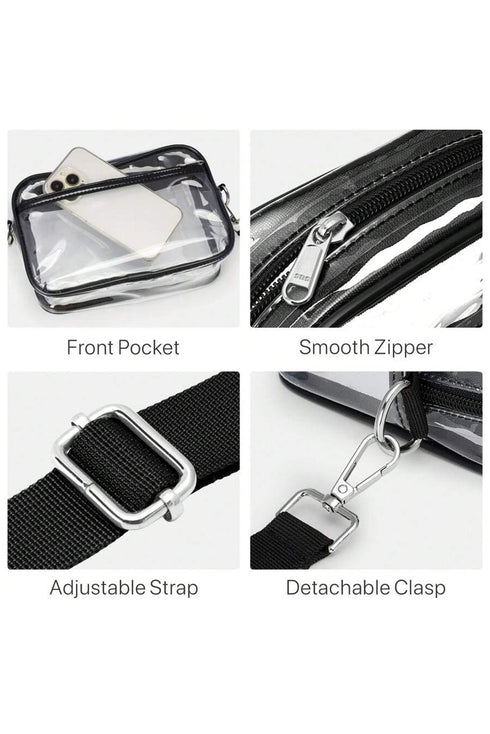 Transparent Multi Pocket Adjustable Strap Shoulder Bag