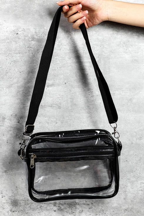 Transparent Multi Pocket Adjustable Strap Shoulder Bag