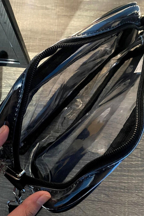 Transparent Multi Pocket Adjustable Strap Shoulder Bag