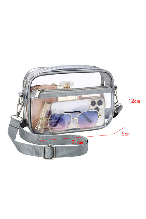Transparent Multi Pocket Adjustable Strap Shoulder Bag