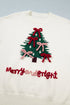 Tree Bow Applique Drop Shoulder Knit Sweater