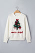 Tree Bow Applique Drop Shoulder Knit Sweater