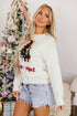 Tree Bow Applique Drop Shoulder Knit Sweater