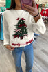 Tree Bow Applique Drop Shoulder Knit Sweater