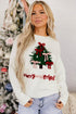 Tree Bow Applique Drop Shoulder Knit Sweater