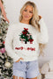Tree Bow Applique Drop Shoulder Knit Sweater