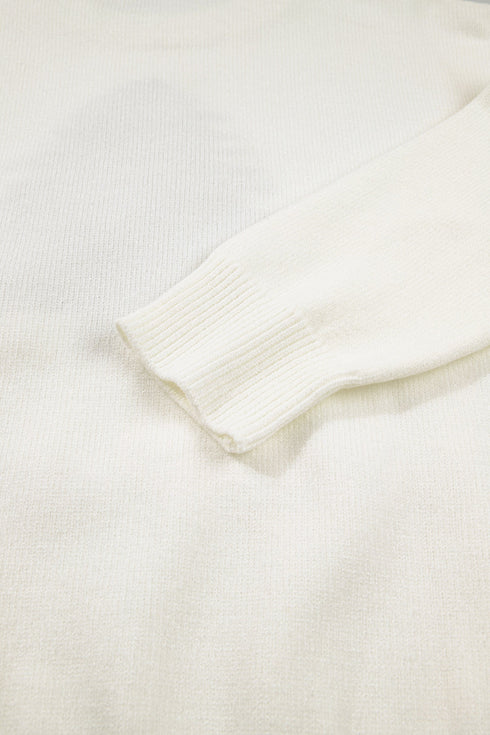 Tree Bow Applique Drop Shoulder Knit Sweater