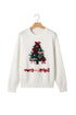Tree Bow Applique Drop Shoulder Knit Sweater
