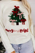 Tree Bow Applique Drop Shoulder Knit Sweater