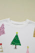 Tree Graphic Long Sleeve Top And Striped Shorts Lounge Set