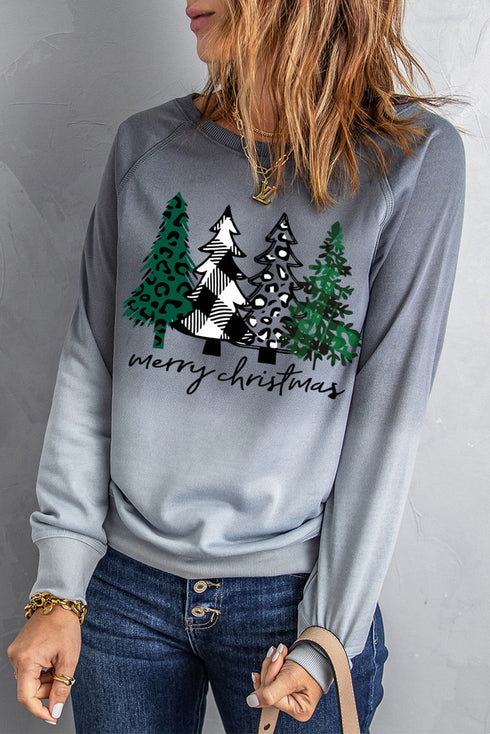 Tree Graphic Print Long Sleeve Pullover Sweatshirt