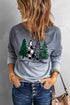 Tree Graphic Print Long Sleeve Pullover Sweatshirt