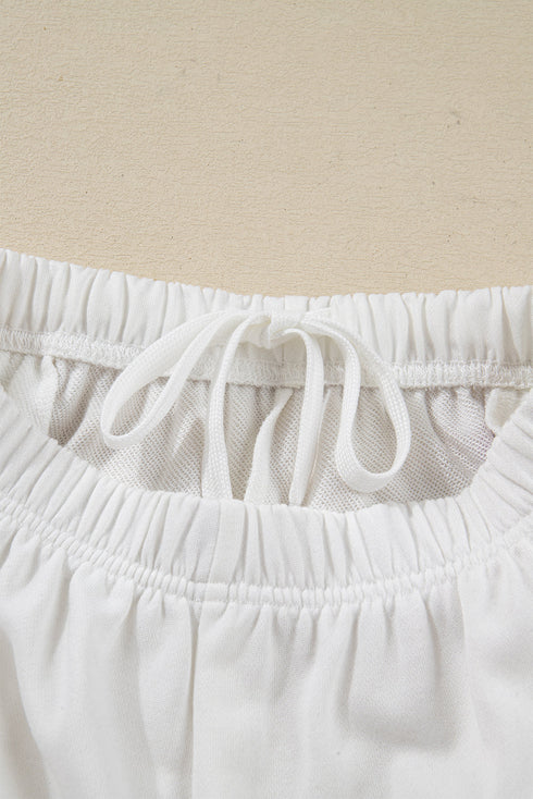 Tree Print Crew Neck Drop Shoulder Long Sleeve Shorts Lounge Set