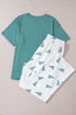 Tree Print Tee And Wide Leg Pajama Set