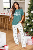 Tree Print Tee And Wide Leg Pajama Set