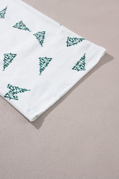 Tree Print Tee And Wide Leg Pajama Set