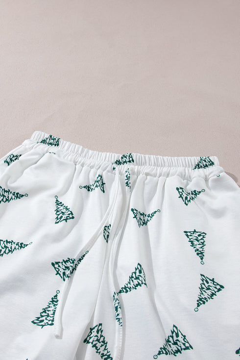 Tree Print Tee And Wide Leg Pajama Set