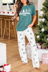 Tree Print Tee And Wide Leg Pajama Set