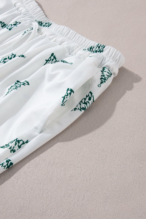 Tree Print Tee And Wide Leg Pajama Set