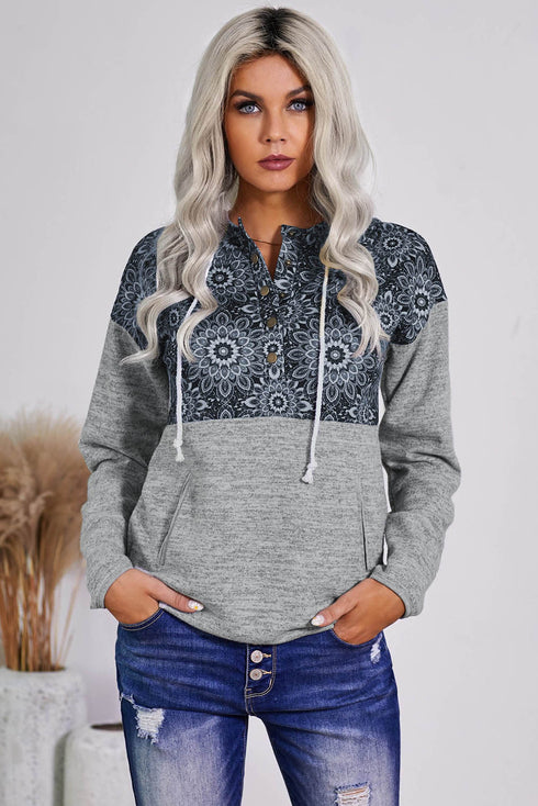 Tribal Print Vintage Pocket Hoodie