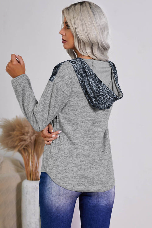 Tribal Print Vintage Pocket Hoodie