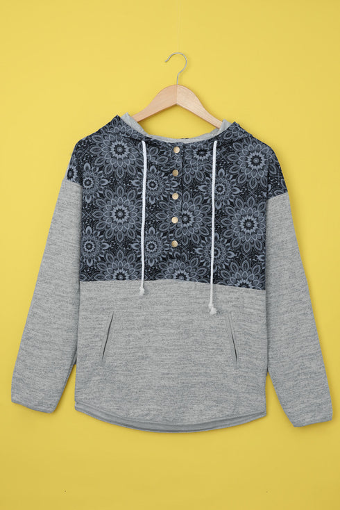 Tribal Print Vintage Pocket Hoodie