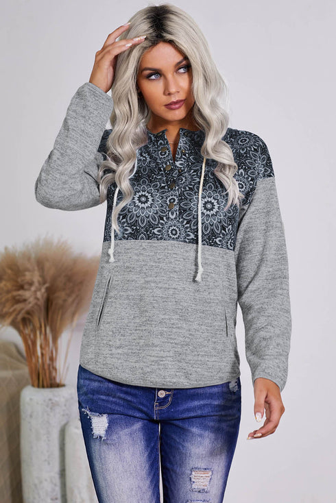 Tribal Print Vintage Pocket Hoodie