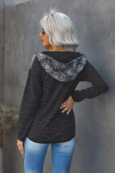 Tribal Print Vintage Pocket Hoodie