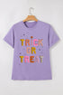 Trick Or Treat Letter Print Short Sleeve Graphic Tee