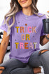 Trick Or Treat Letter Print Short Sleeve Graphic Tee