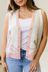 Trim Button Front Cactus Pattern Western Sweater Vest