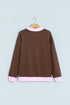 Trim Crew Neck Long Sleeve Pullover Sweatshirt