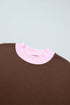 Trim Crew Neck Long Sleeve Pullover Sweatshirt