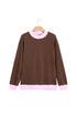Trim Crew Neck Long Sleeve Pullover Sweatshirt