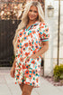 Trimmed Split Neck Puff Sleeve Tiered Mini Floral Dress