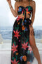 Tropical Floral Halter Crop Top And Maxi Skirt Set