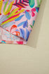 Tropical Floral Print Frilly Notched Neck Ruffle Sleeve Blouse
