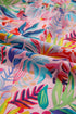 Tropical Floral Print Frilly Notched Neck Ruffle Sleeve Blouse