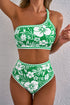 Tropical Floral Print One Shoulder High Waist Bikini Set