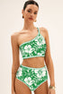 Tropical Floral Print One Shoulder High Waist Bikini Set