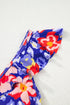 Tropical Floral Ruffle V Neck One Piece Swimsuit