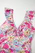 Tropical Floral Ruffle V Neck One Piece Swimsuit