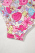 Tropical Floral Ruffle V Neck One Piece Swimsuit