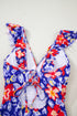 Tropical Floral Ruffle V Neck One Piece Swimsuit