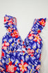 Tropical Floral Ruffle V Neck One Piece Swimsuit