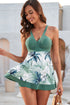 Tropical Floral V Neck Empire Waist Swimdress