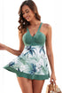 Tropical Floral V Neck Empire Waist Swimdress