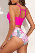 Tropical Leaf Print High Waisted Bikini Swimsuit