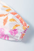 Tropical Leaf Print Patchwork Sleeve Round Neck Cotton Blend Top