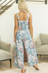 Tropical Palm Print Cropped Tank Wide Leg Pant Set